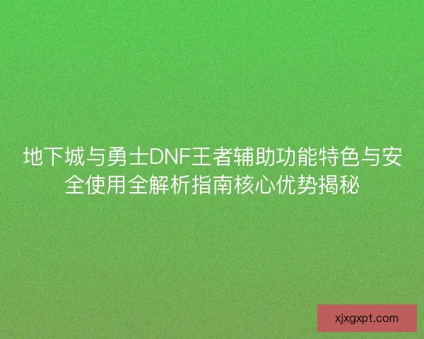 地下城与勇士DNF王者辅助功能特色与安全使用全解析指南核心优势揭秘