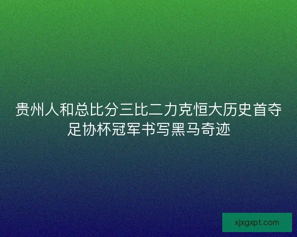贵州人和总比分三比二力克恒大历史首夺足协杯冠军书写黑马奇迹