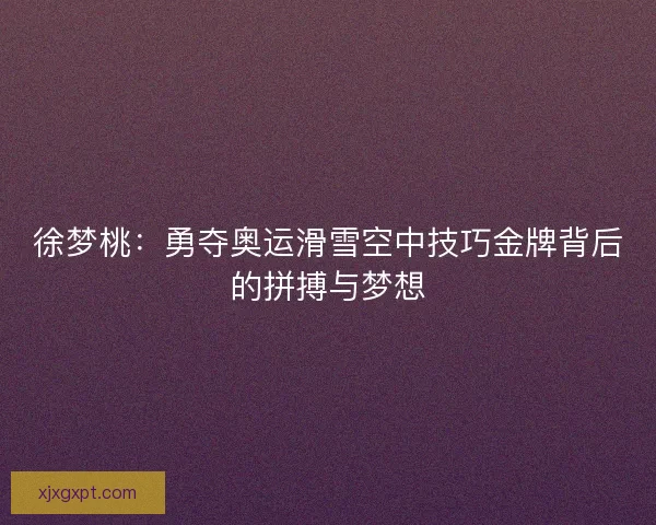徐梦桃：勇夺奥运滑雪空中技巧金牌背后的拼搏与梦想