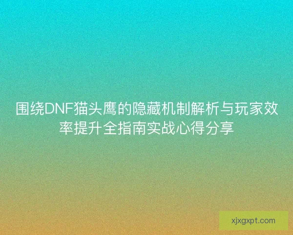 围绕DNF猫头鹰的隐藏机制解析与玩家效率提升全指南实战心得分享 围绕DNF猫头鹰的隐藏机制解析与玩家效率提升全指南实战心得分享